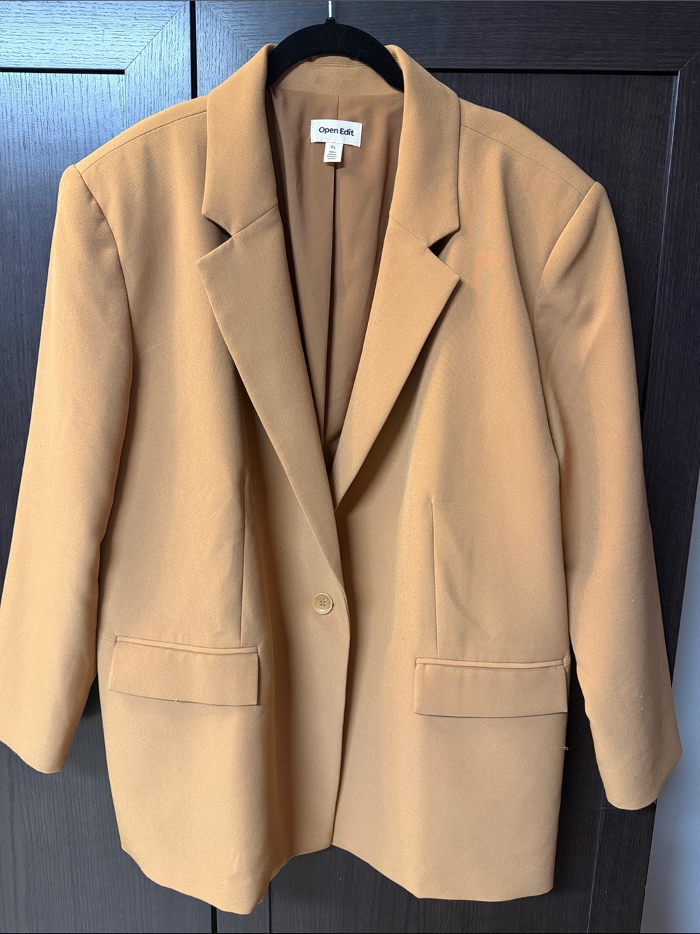 Open Edit Women's Camel Single-Button Tailored Blazer